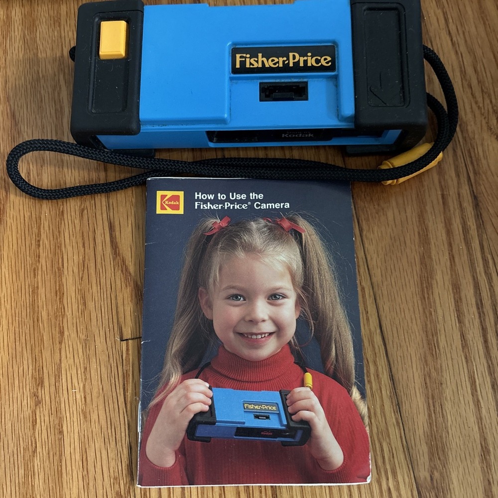 VTG Fisher Price Kodak 110 Camera W/ Neck Strap And Instruction Book- Blue